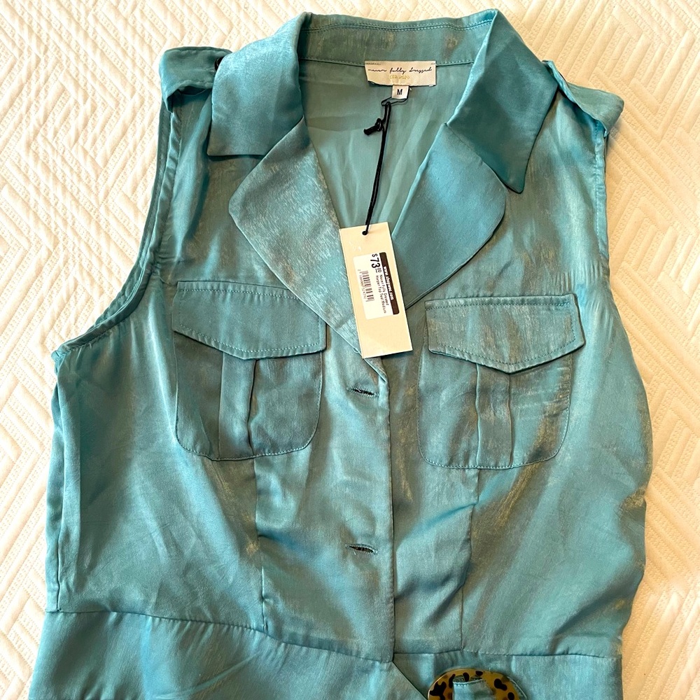 Teal Collared Top (size M)